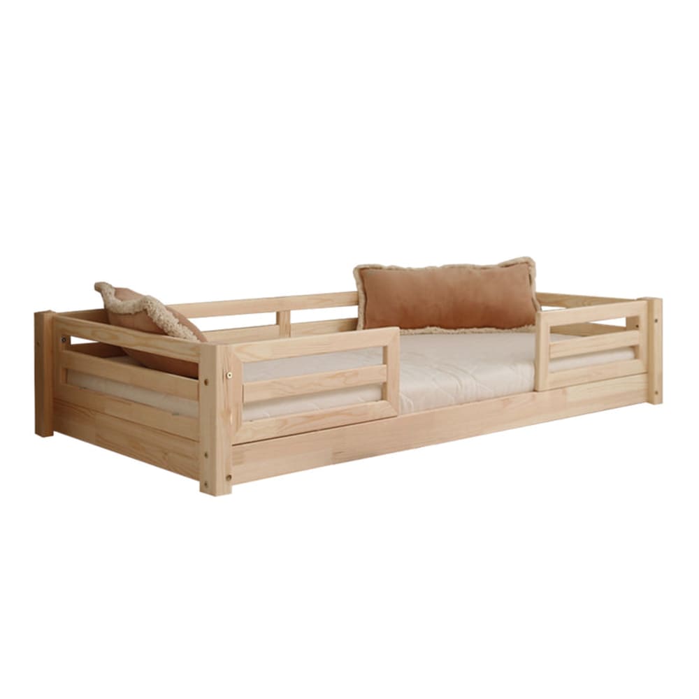 Bett 90x190 inklusive Seitengitter Sperrholz Holz - Maisons Du