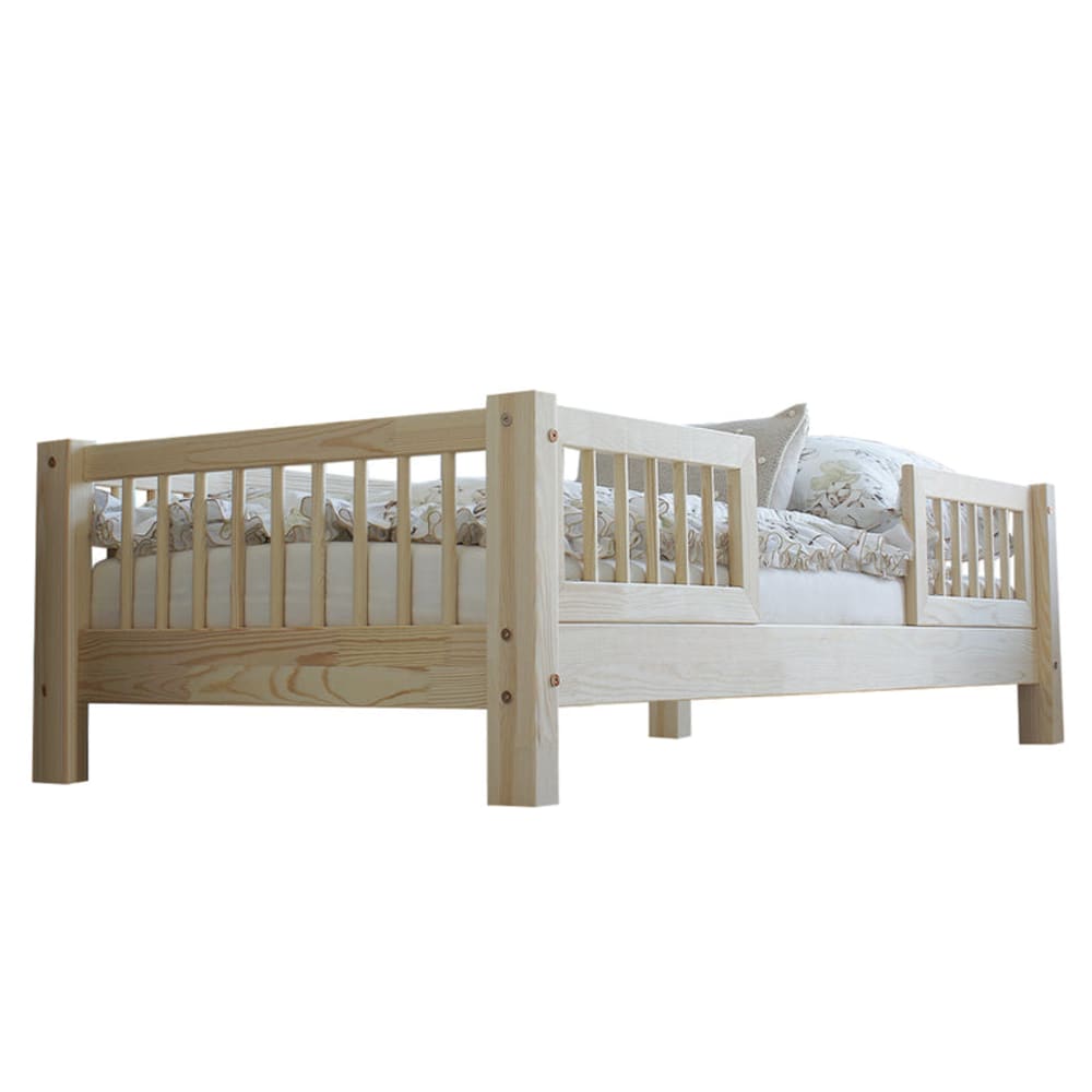 Bett 90x190 inklusive Seitengitter Sperrholz Naturholz - Maisons