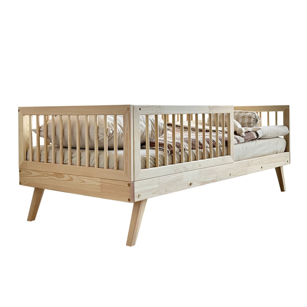 Bett 90x190 inklusive hohem Holz – Sperrholz Naturholz - Maisons