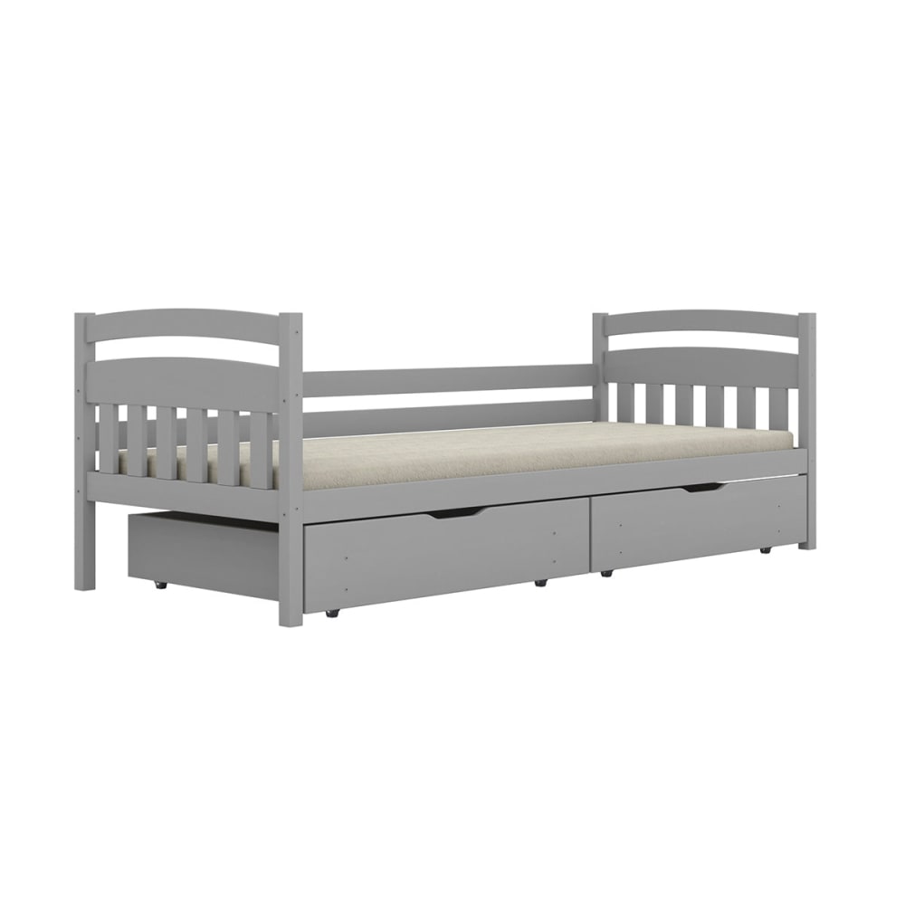 Bett 90x200 inklusive Lattenrost Holz Grau - Maisons Du Monde