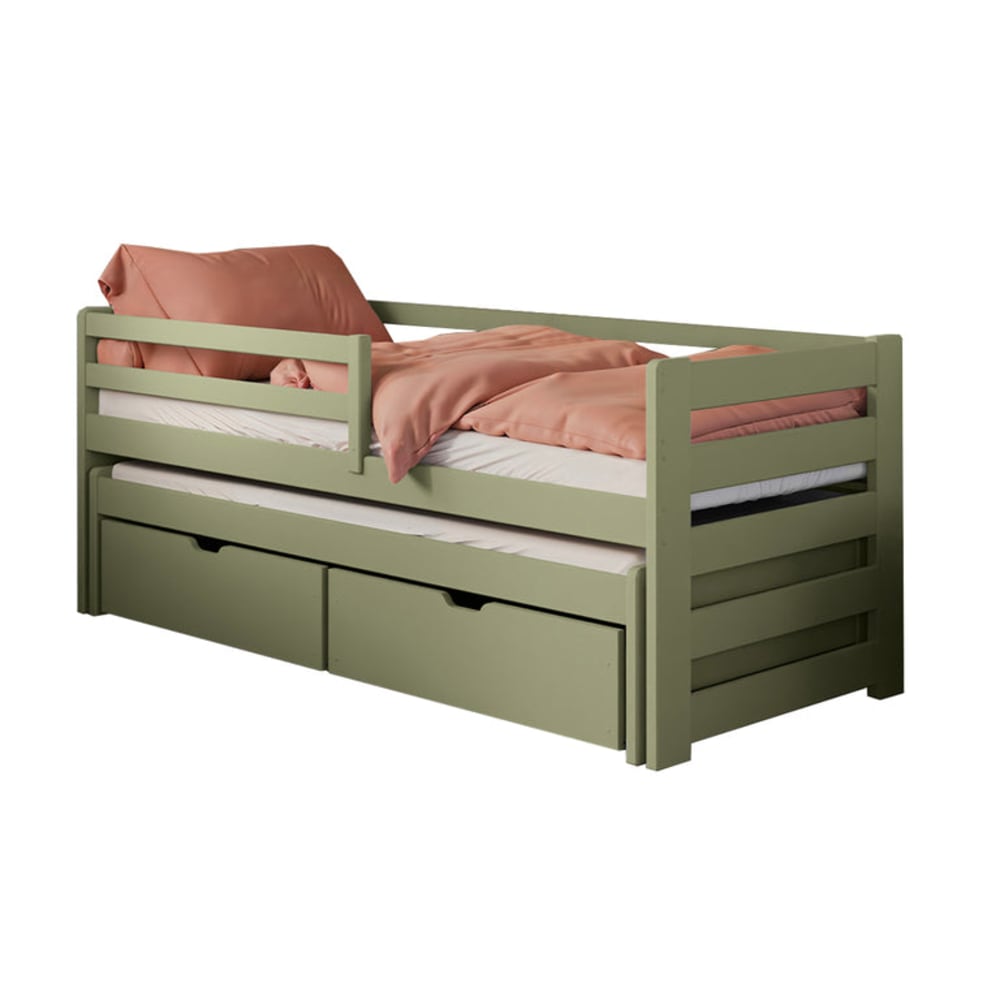 Bett 90x200 inklusive Lattenrost Holz Grün - Maisons Du Monde