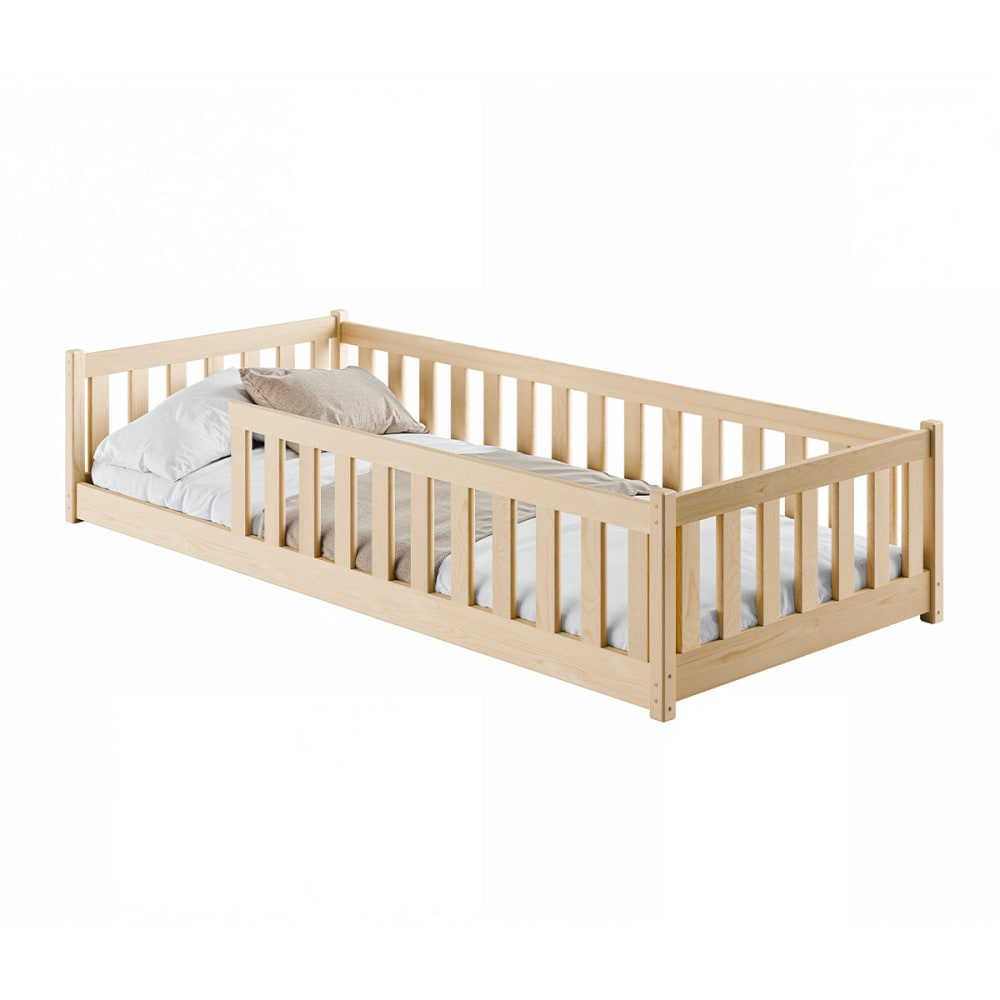 Bodenbett 90x190 inklusive Lattenrost Holz - Maisons Du Monde