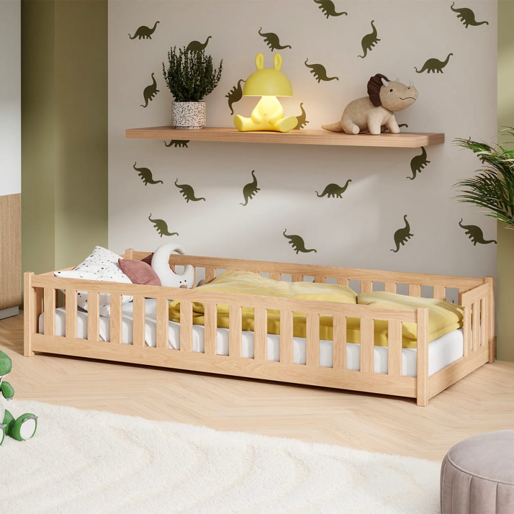Petits meubles Bodenbett 90x200 inklusive Lattenrost Holz Braun Holz