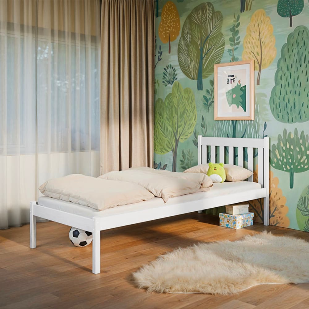 Petits meubles Bett 90x200 inkl. Lattenrost Holz Weiß Weiß Holz