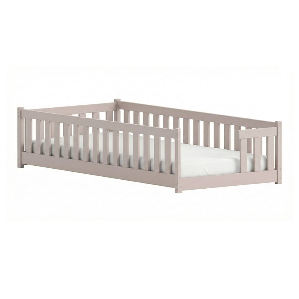 Bodenbett 80x160 inklusive Lattenrost Holz Kaschmir - Maisons Du