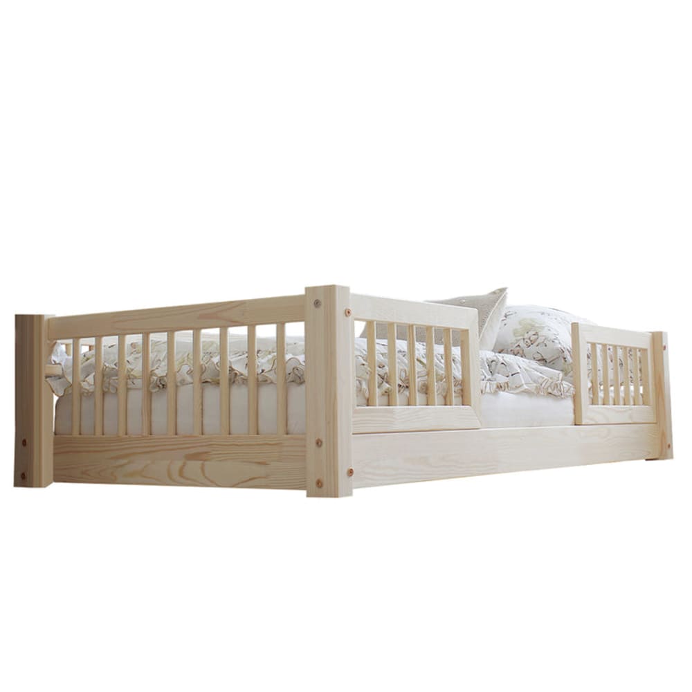 Bett 90x190 inklusive Seitengitter Sperrholz Naturholz - Maisons
