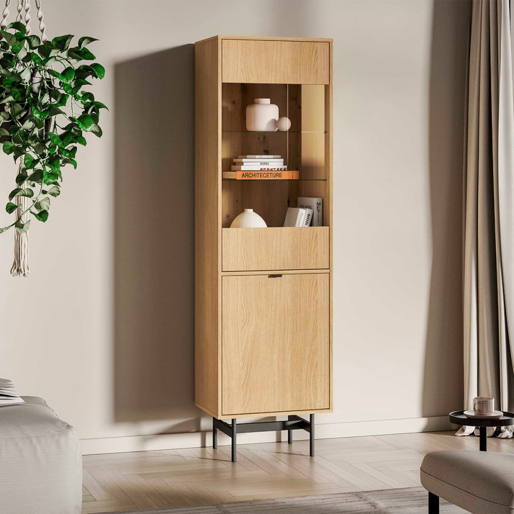 2-türige Vitrine Melaminbeschichtete Platten Holz - Maisons Du