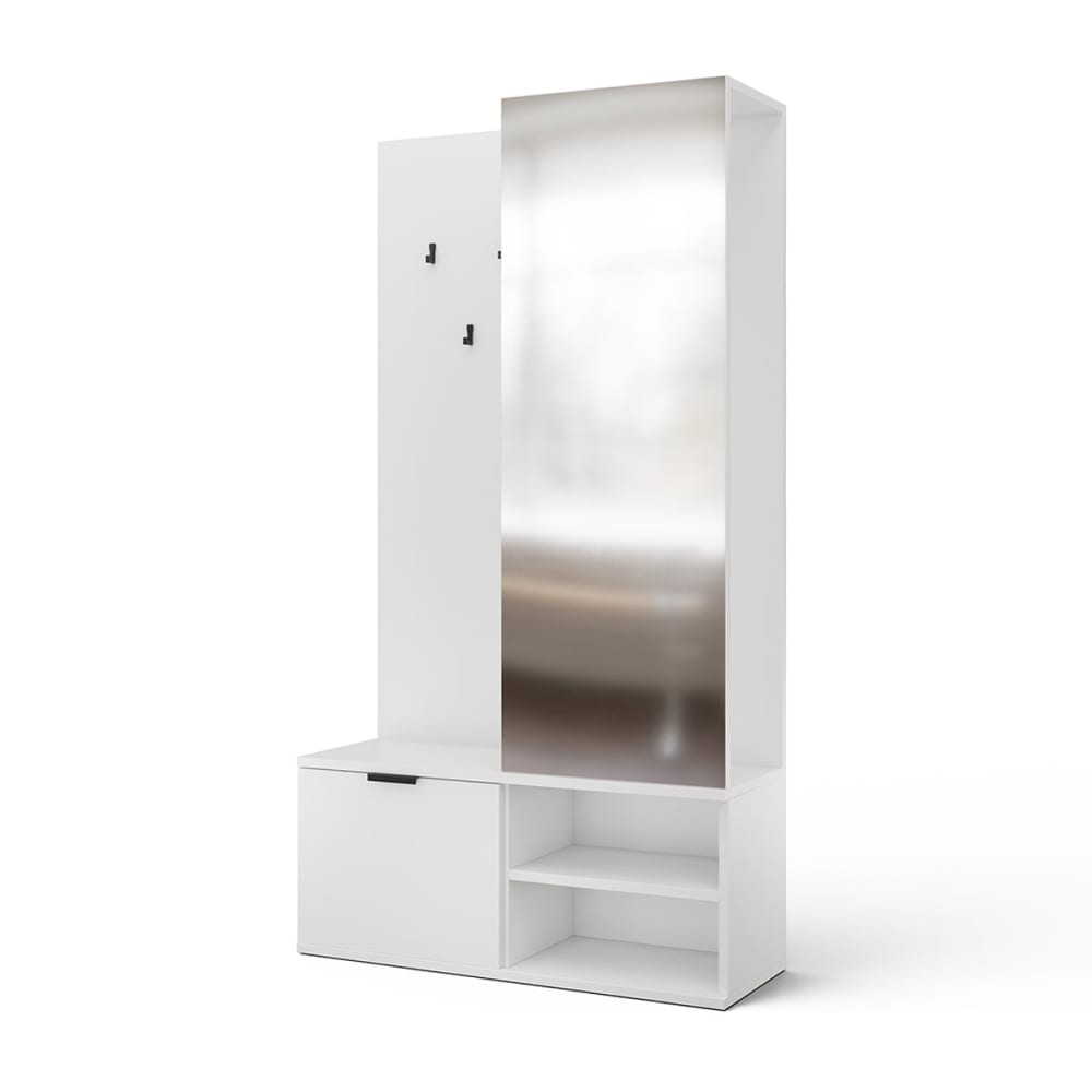 Petits meubles 1-türiger Flurschrank Schichtpressplatten Weiß Weiß Spanplatte