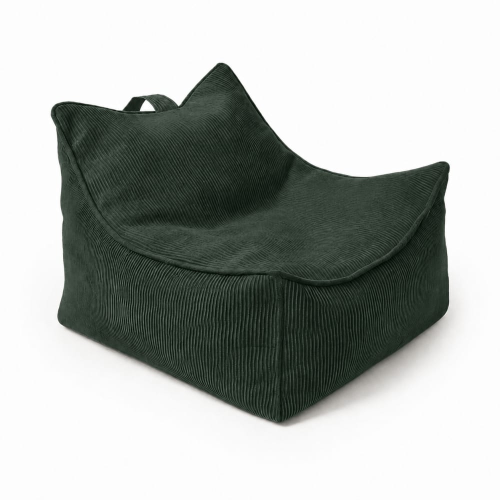 Pouf fauteuil enfant en velours côtelé fin, vert forêt