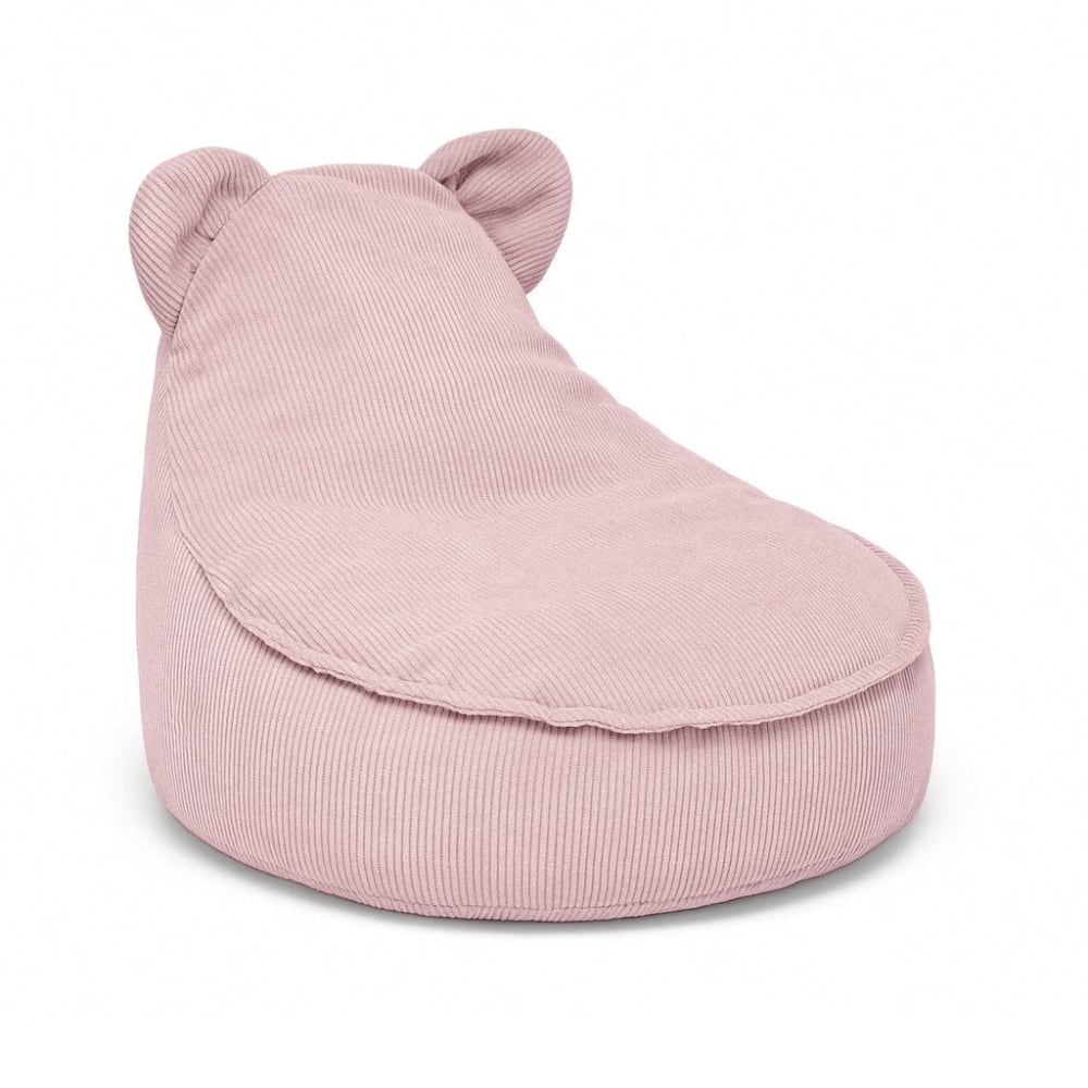 Pouf ours enfant en velours côtelé fin, rose