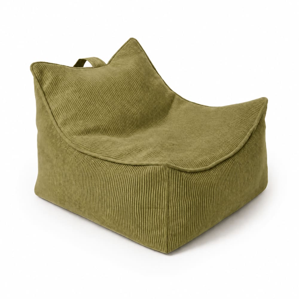 Pouf fauteuil enfant en velours côtelé fin, kaki