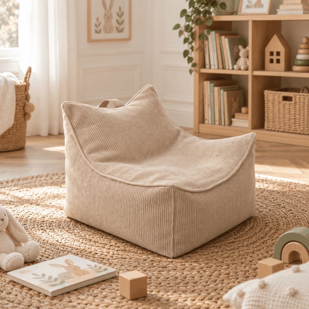 Sitzsack-Sessel für Kinder aus feinem Cordstoff, khaki - Maisons
