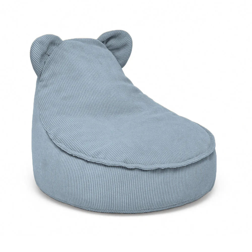 Bären-Sitzsack für Kinder aus feinem Cordstoff, blau - Maisons Du