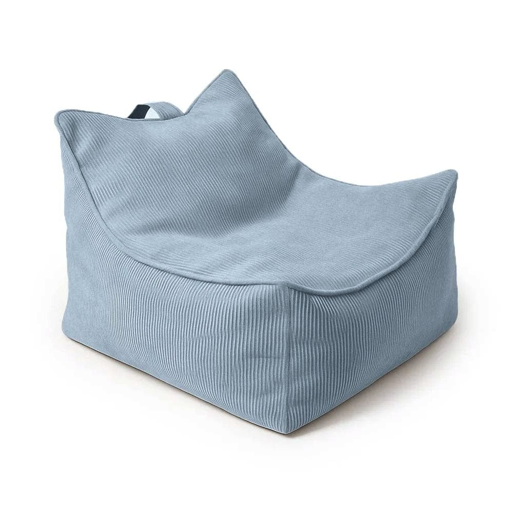 Pouf fauteuil enfant en velours côtelé fin, bleu