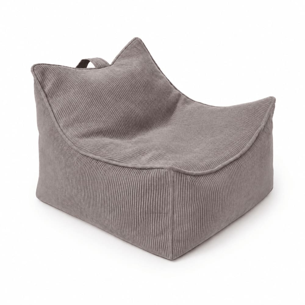 Pouf fauteuil enfant en velours côtelé fin, taupe