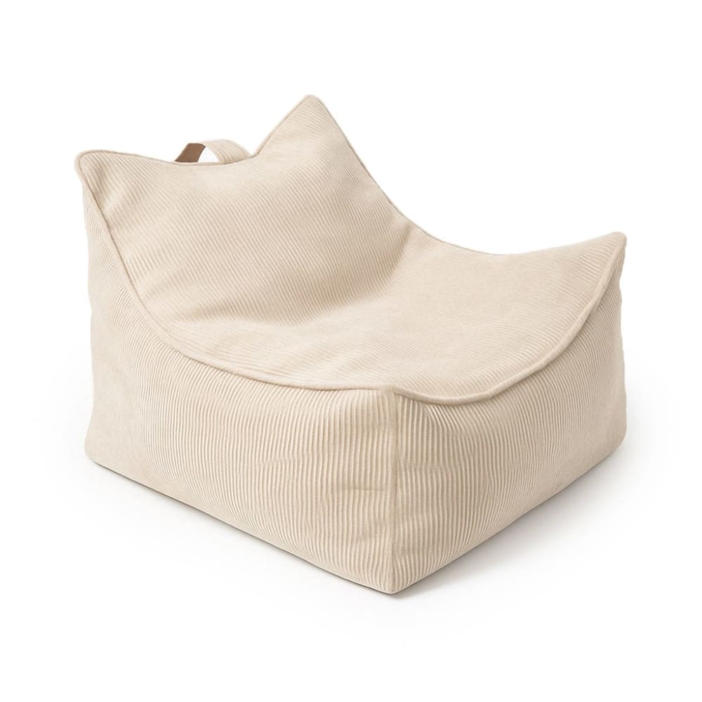 Pouf fauteuil enfant en velours côtelé fin, beige