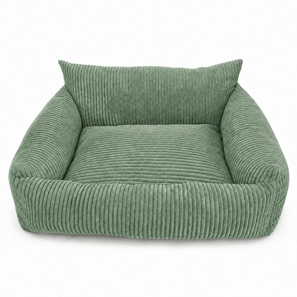 Canapé chien mousse classic 80x60 cm velours côtelé vert olive