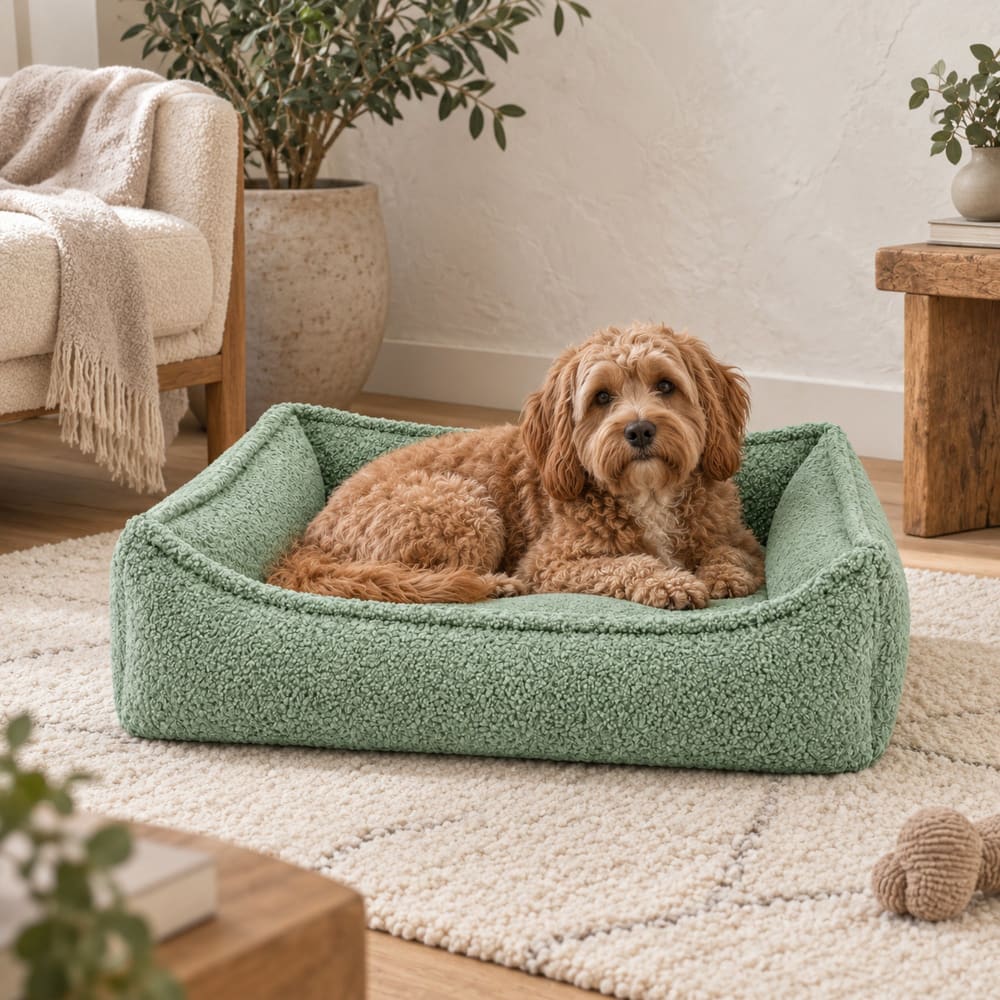 Hundebett aus Bouclé 115x85 cm, mintgrün - Maisons Du Monde