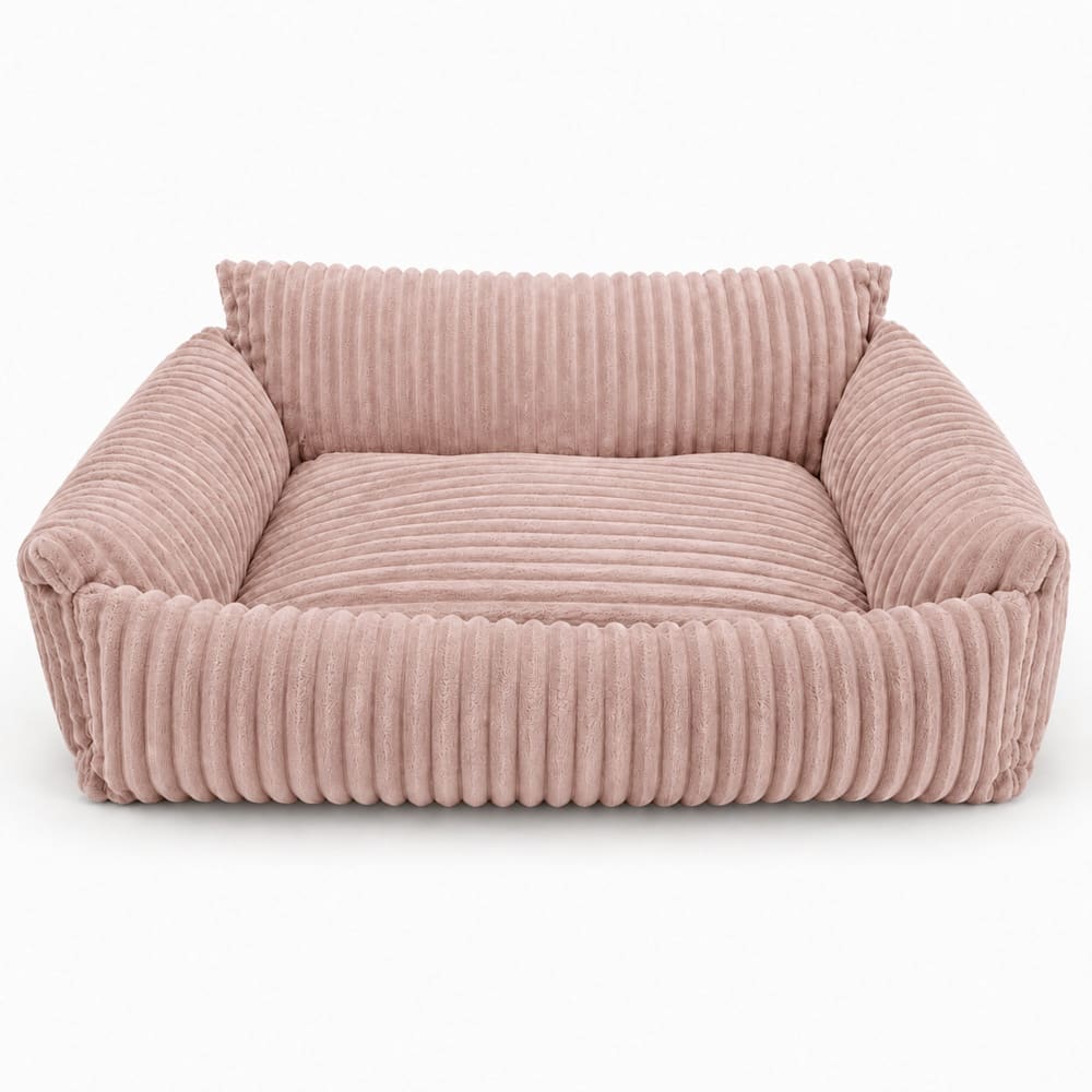 Canapé chien et chat visco 70x55 cm velours côtelé doux rose