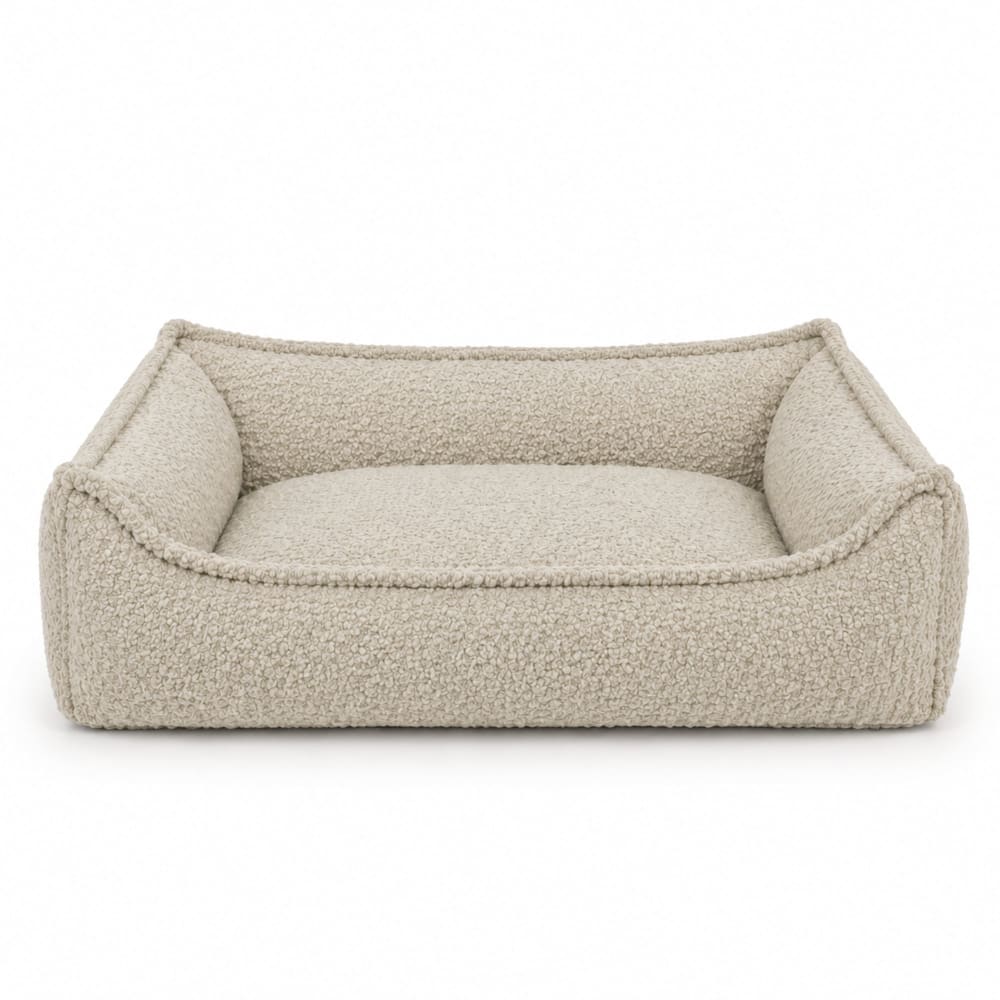 Panier visco pour chien et chat 70x55 cm tissu bouclé écru