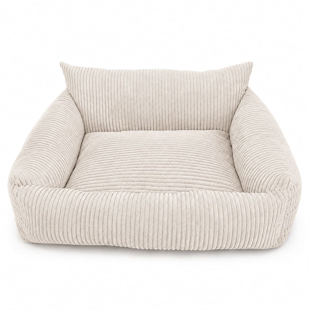 Canapé chien mousse classic 80x60 cm velours côtelé beige vanille