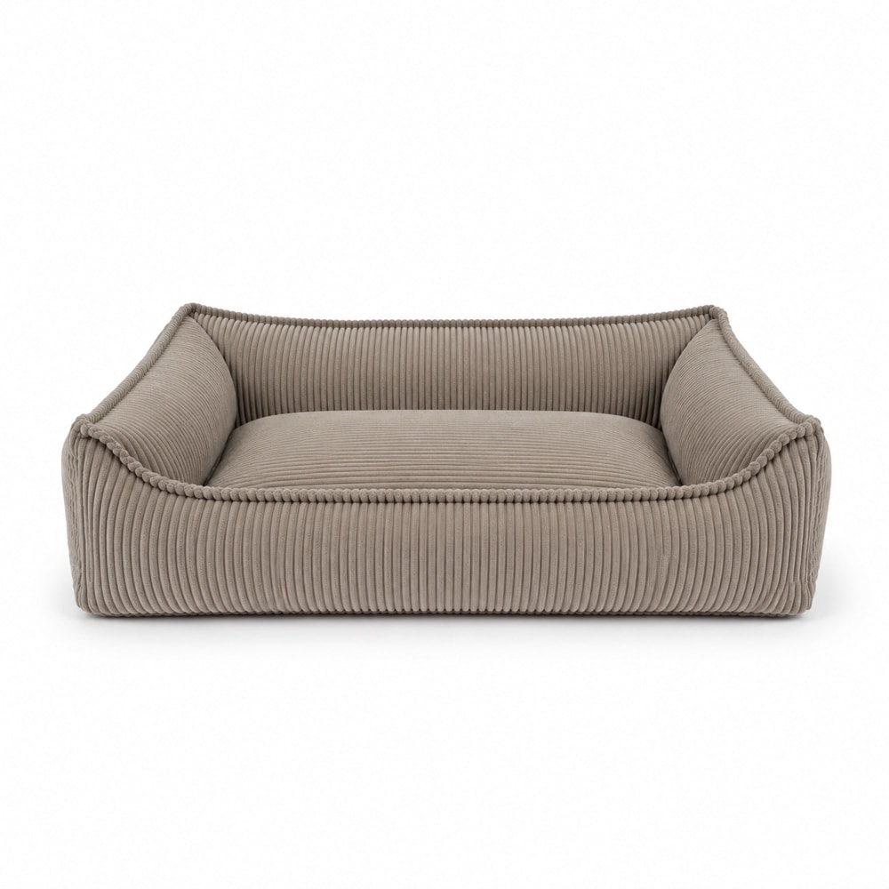 Panier pour chien et chat 80x60 cm velours côtelé taupe noisette