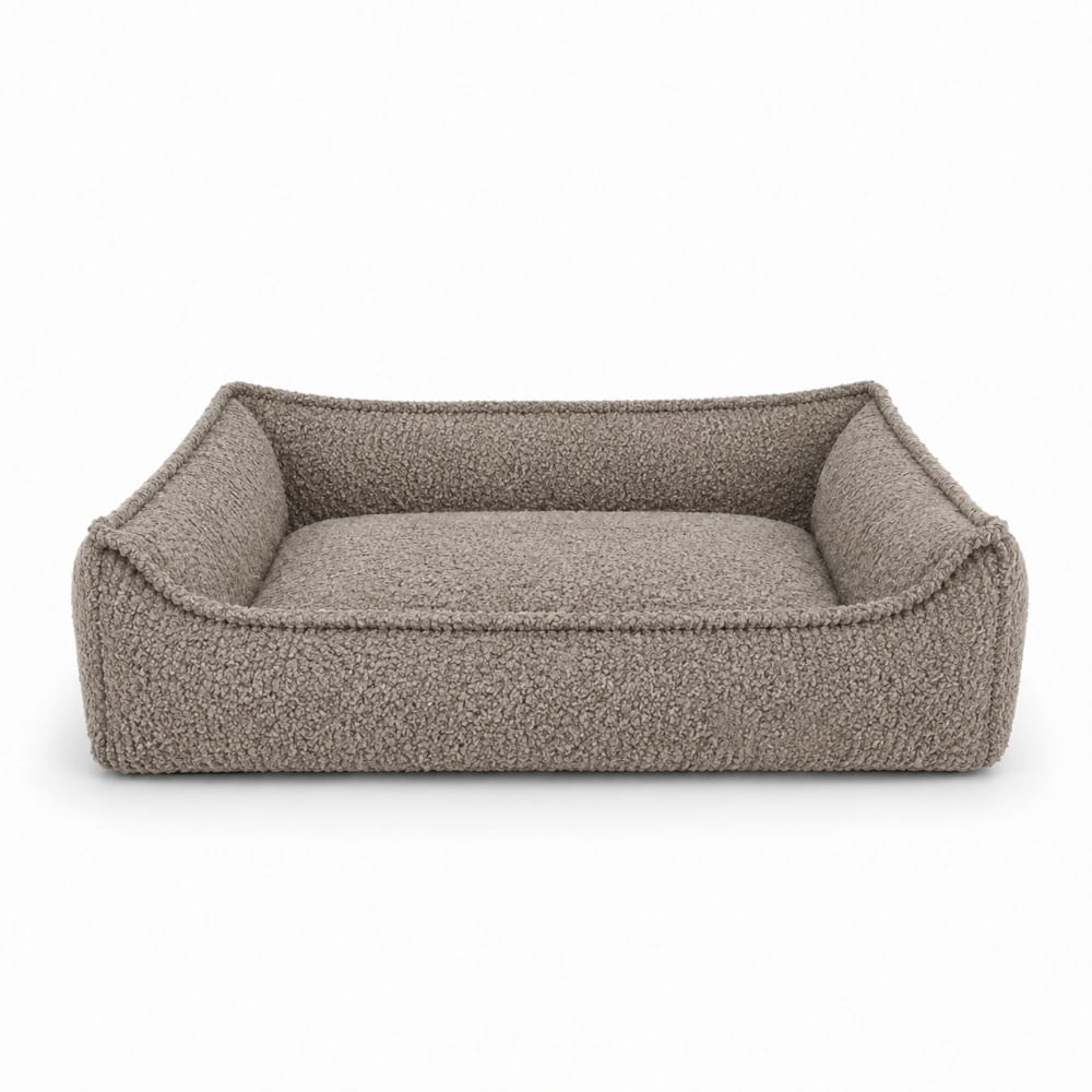 Panier visco pour chien et chat 70x55 cm tissu bouclé taupe