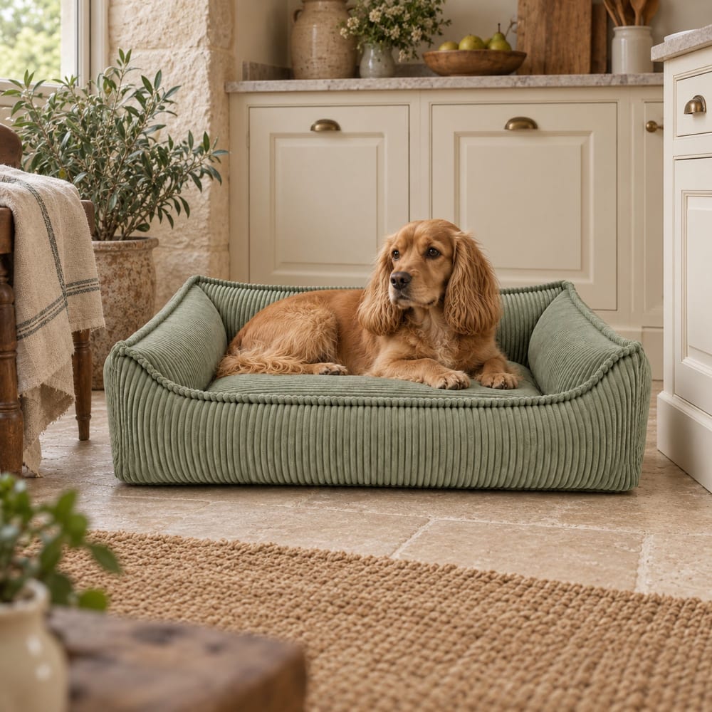 Hundebett aus Cord 100x75 cm, olivgrün - Maisons Du Monde