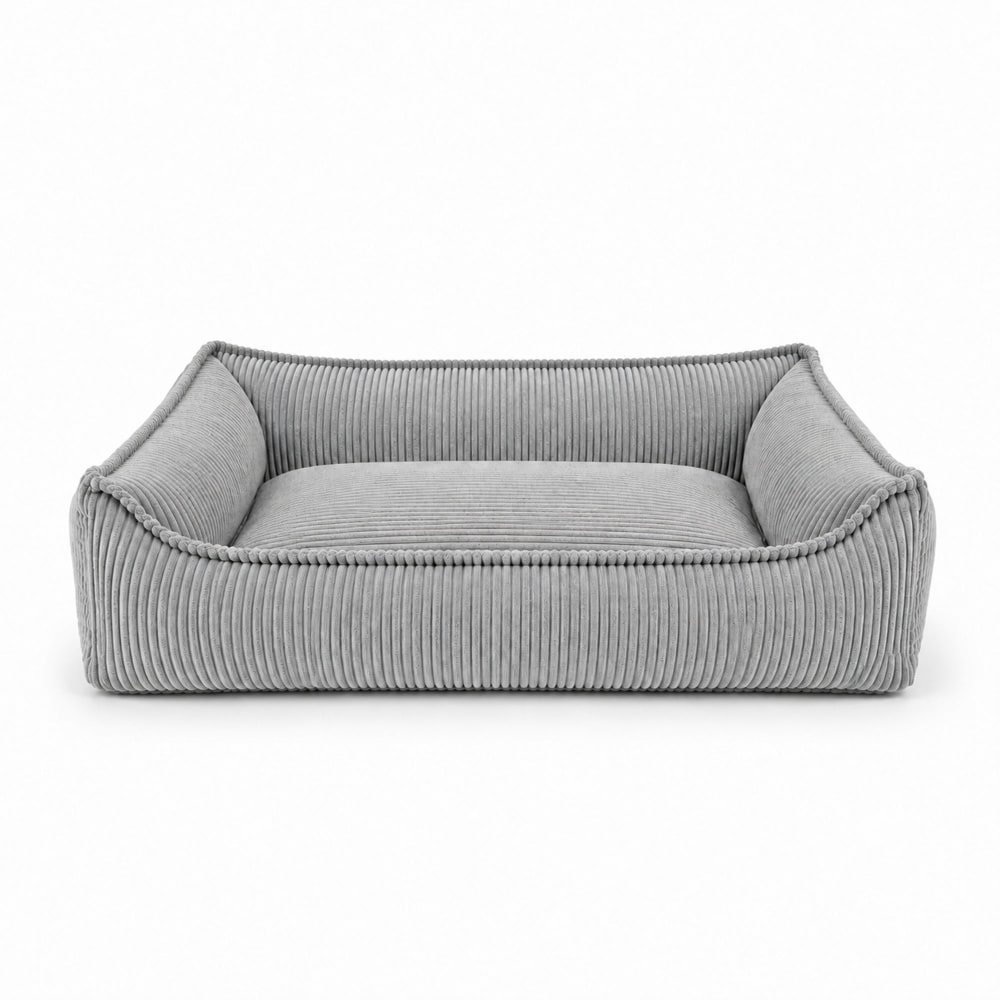 Panier pour chien et chat 80x60 cm velours côtelé gris nuage