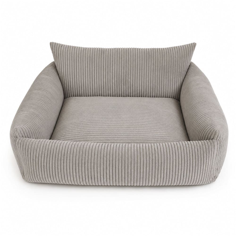 Canapé chien mémoire de forme 70x55 cm velours côtelé gris nuage