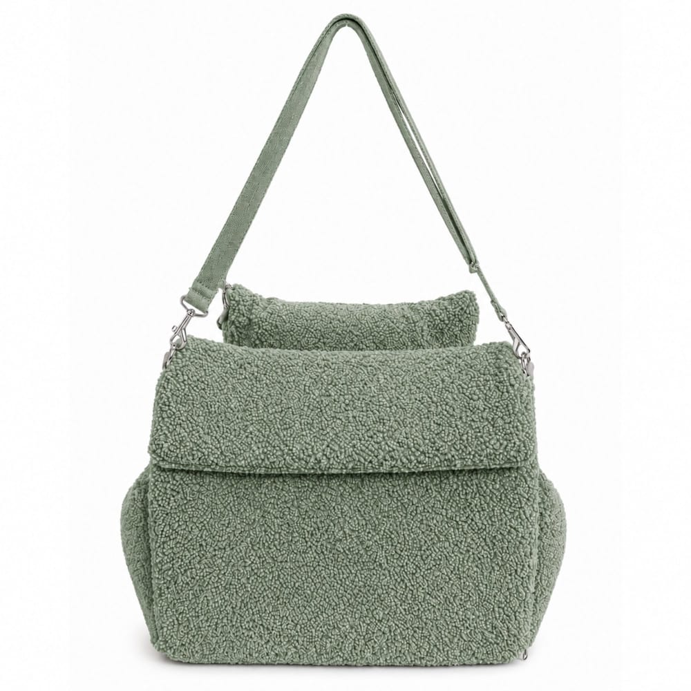 Siège auto pour chien tissu teddy olive