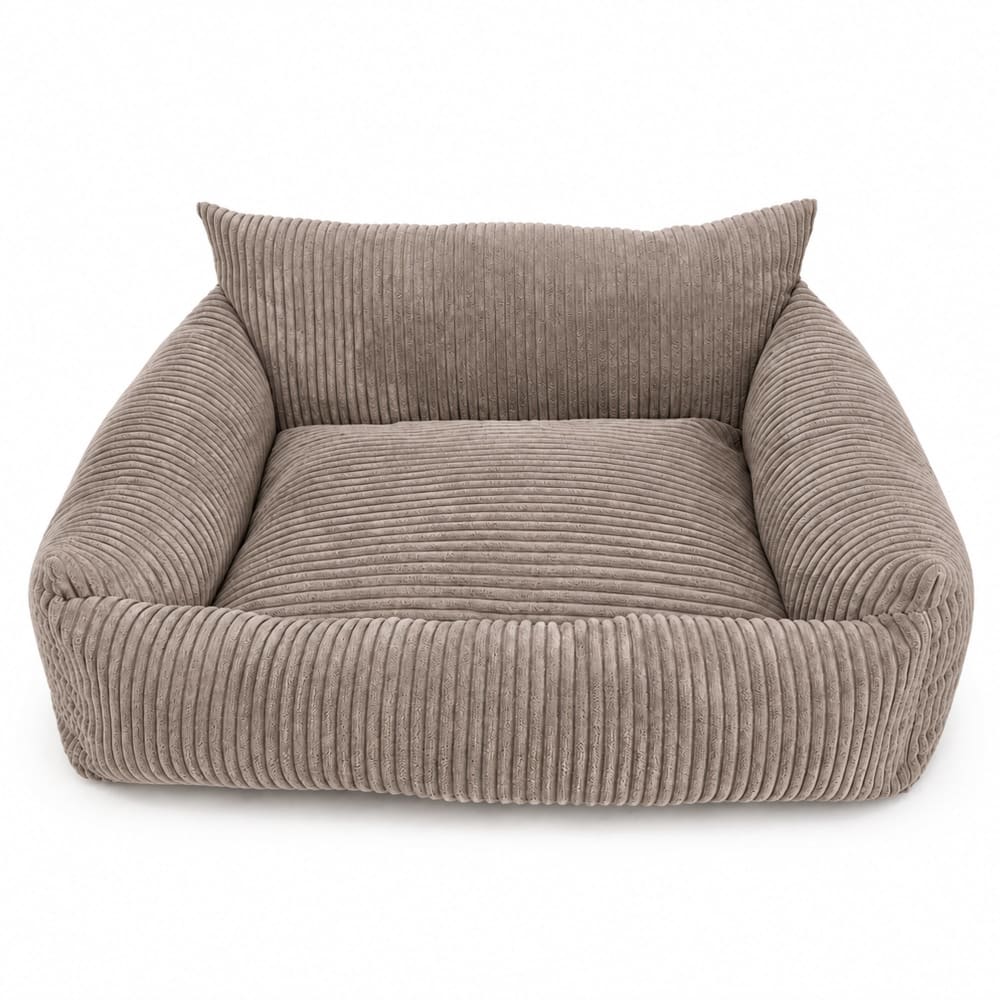 Canapé chien et chat visco 70x55 cm velours côtelé taupe noisette