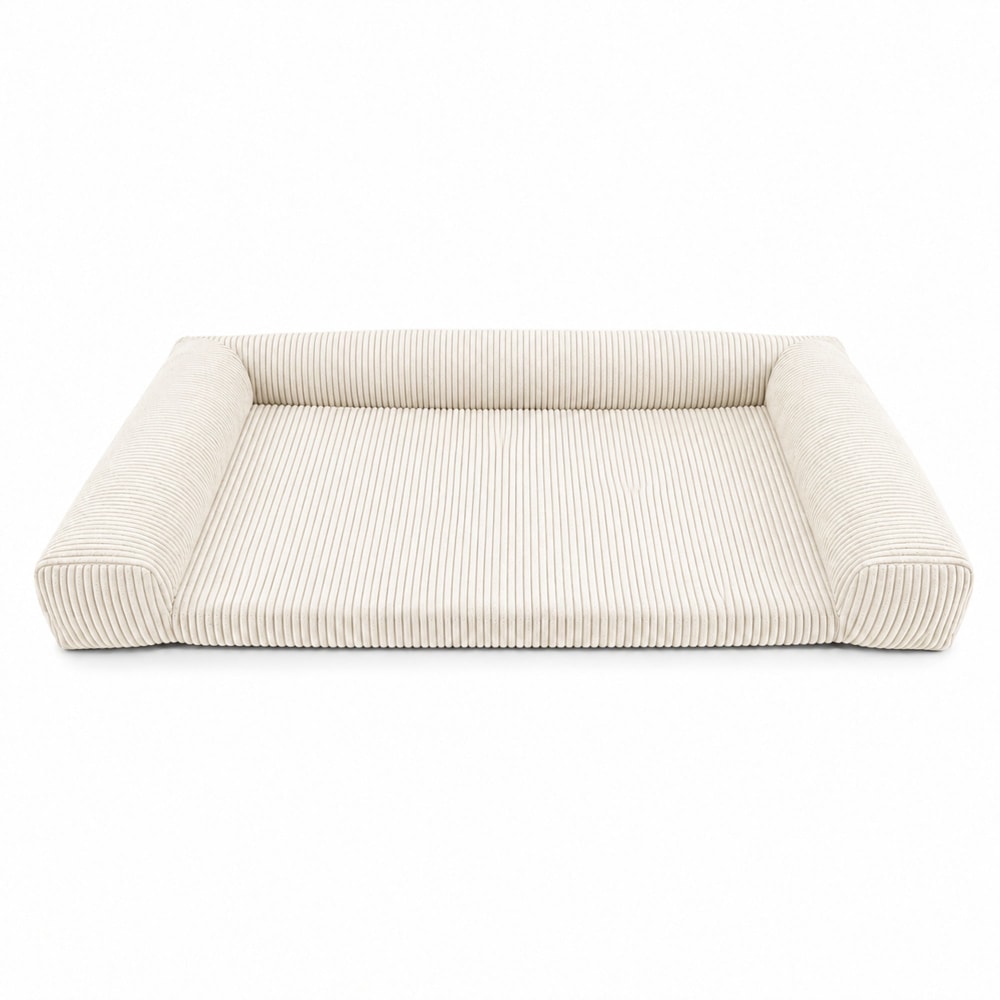Matelas chien mousse classic 130x85 cm velours côtelé beige vanille