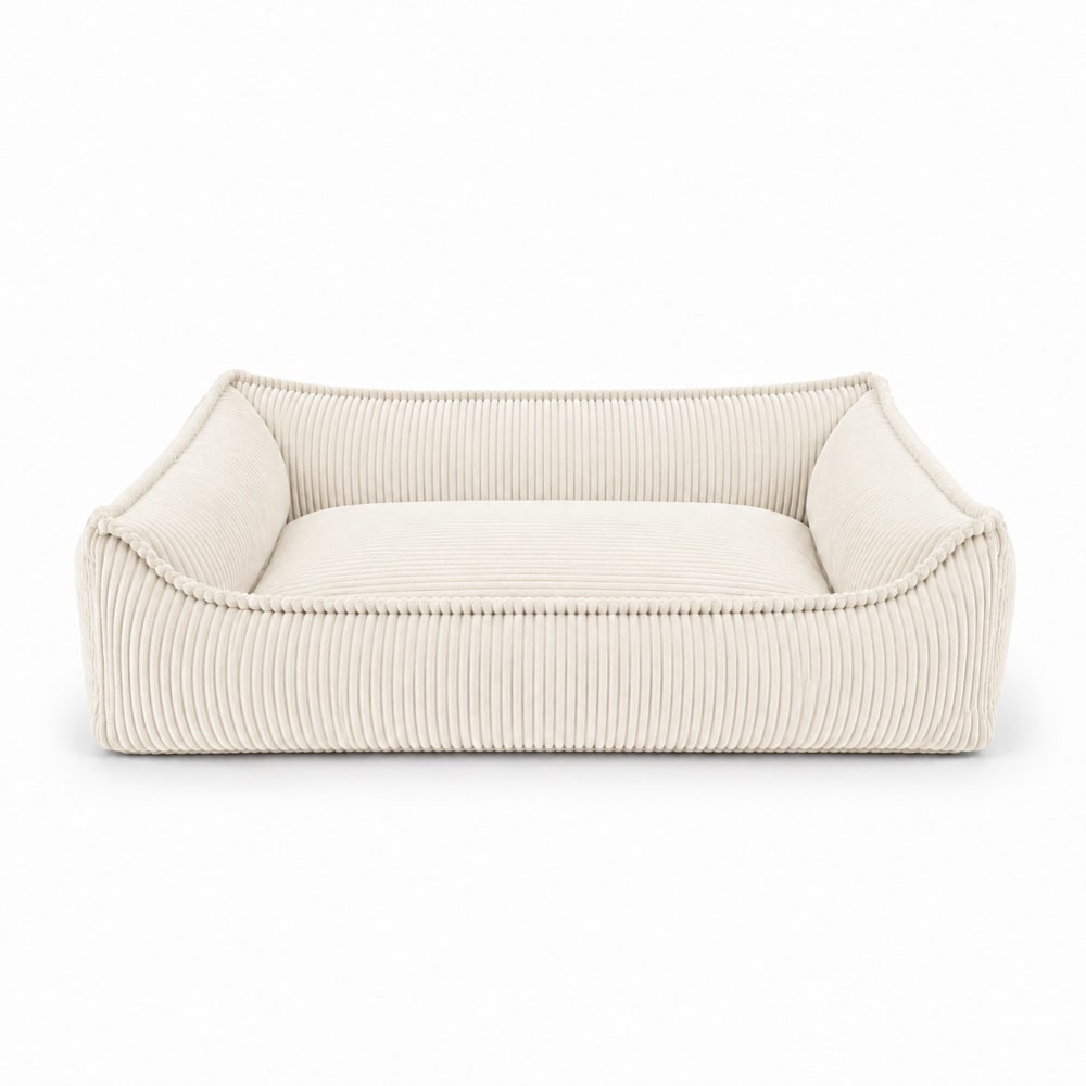 Panier visco pour chien et chat 80x60 cm velours côtelé beige vanille