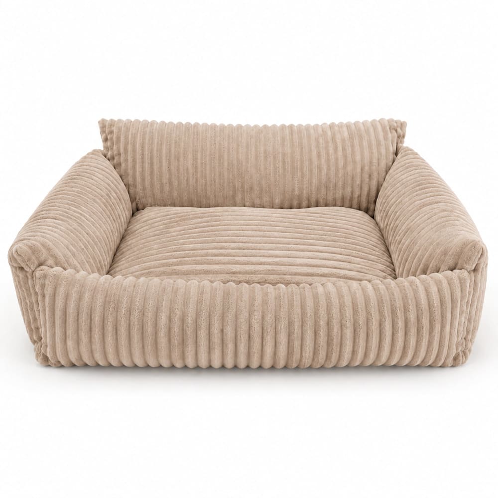 Canapé pour chien et chat 70x55 cm velours côtelé doux beige paille