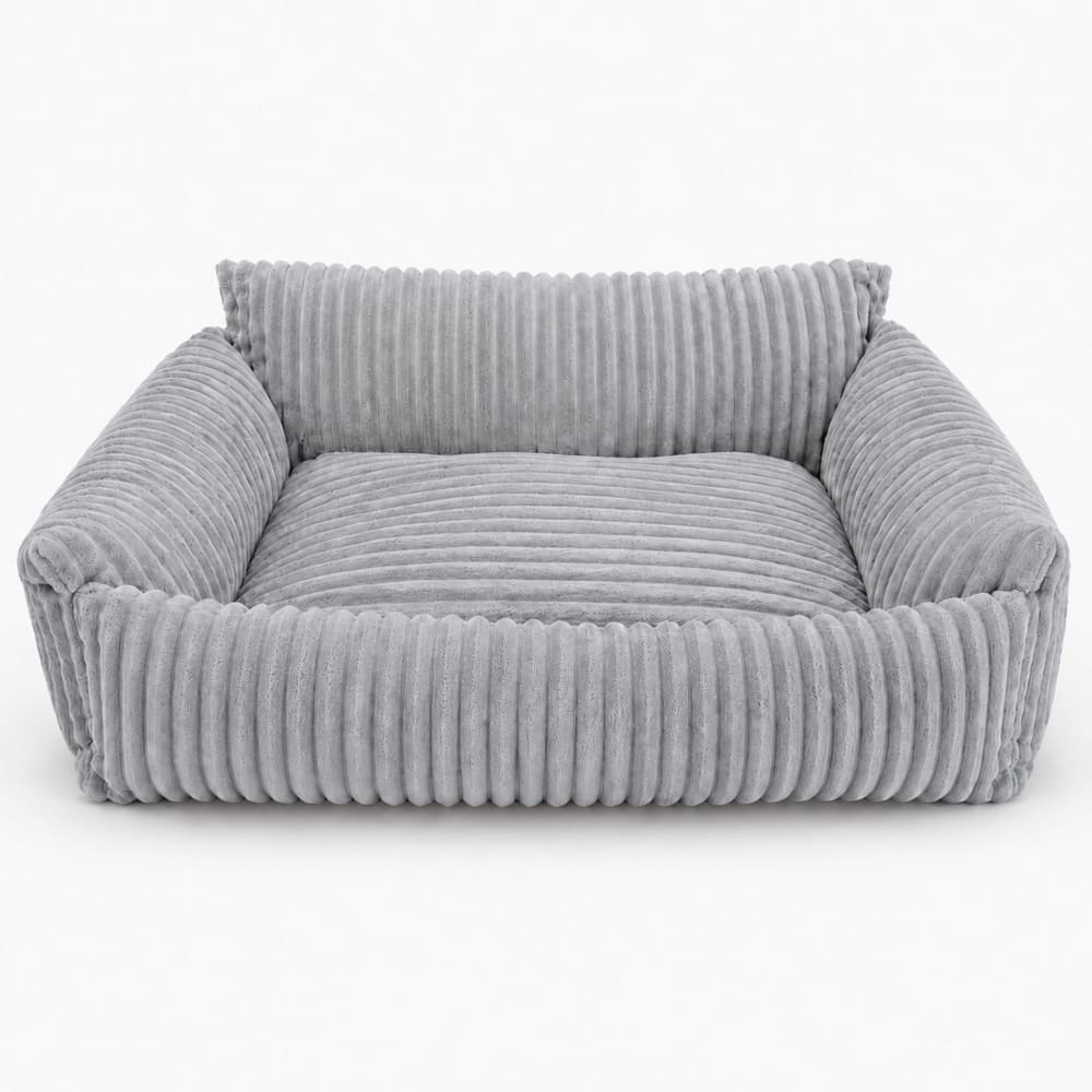 Canapé chien et chat visco 70x55 cm velours côtelé doux gris