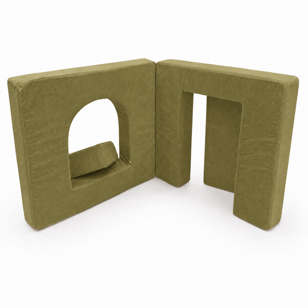 Canapé enfant arche modulable 160 cm en velours côtelé fin, kaki