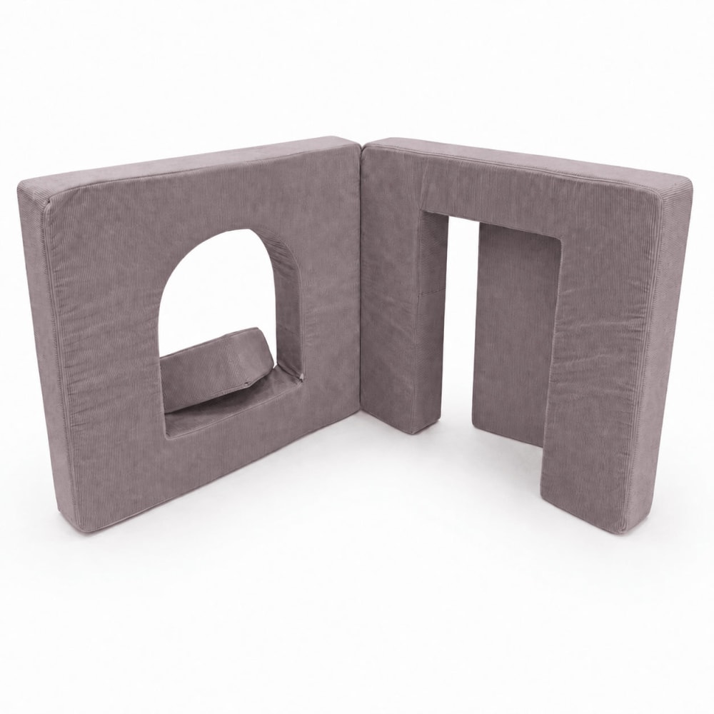 Canapé enfant arche modulable 160 cm en velours côtelé fin, taupe