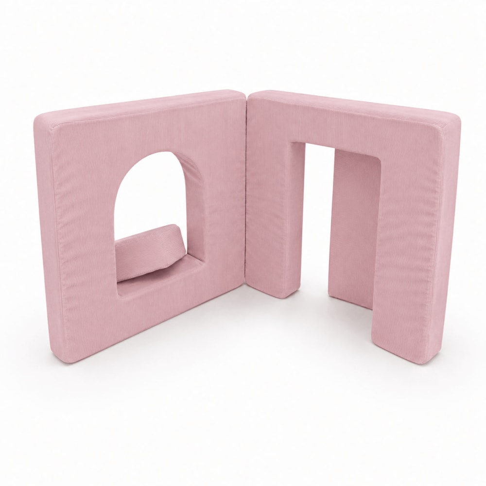 Canapé enfant arche modulable 160 cm en velours côtelé fin, rose