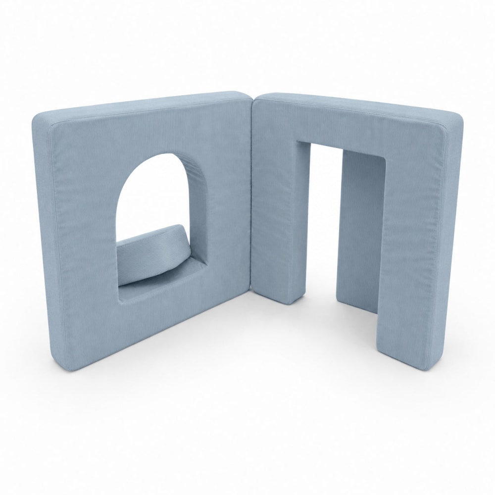 Canapé enfant arche modulable 120 cm en velours côtelé fin, bleu