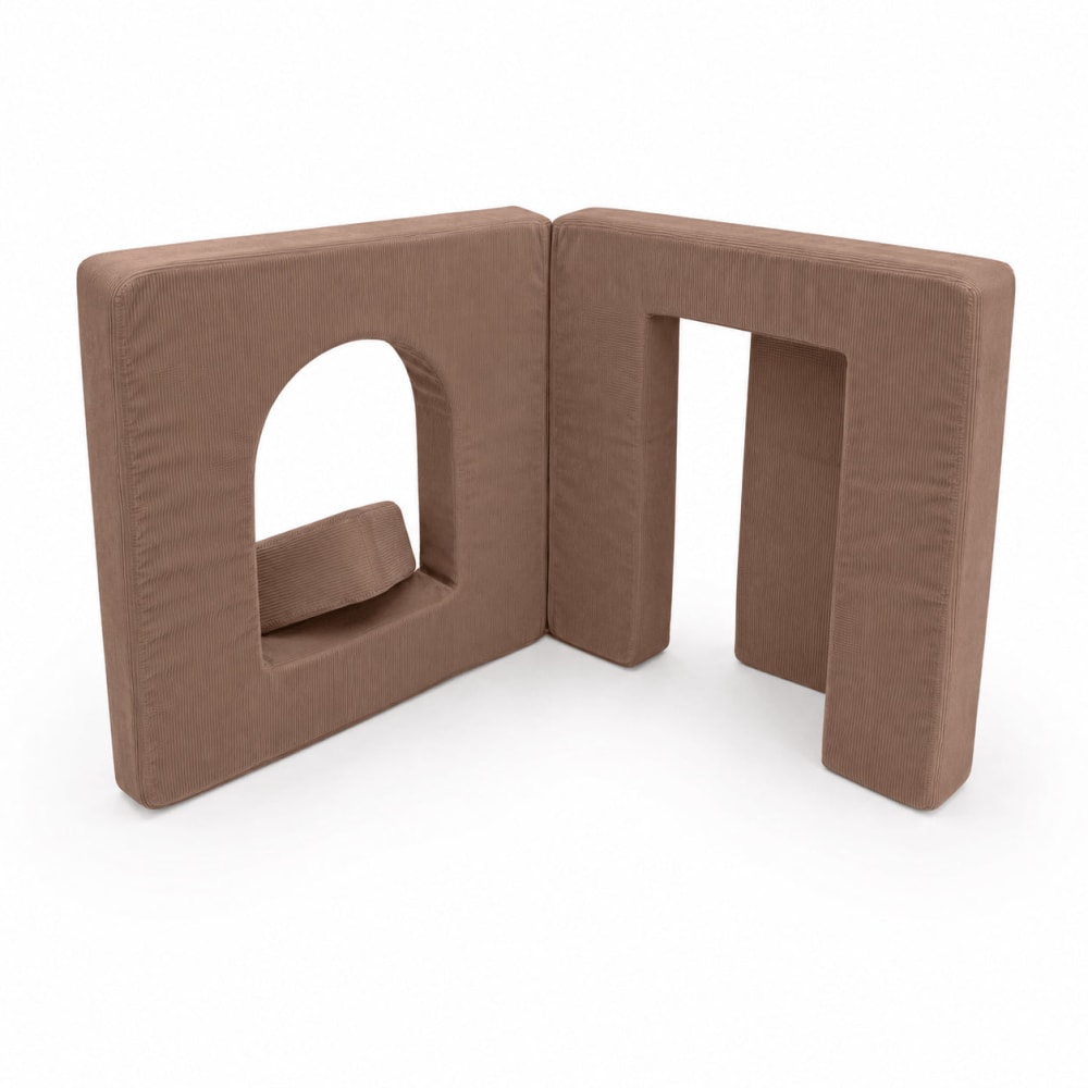 Canapé enfant arche modulable 160 cm en velours côtelé fin, marron