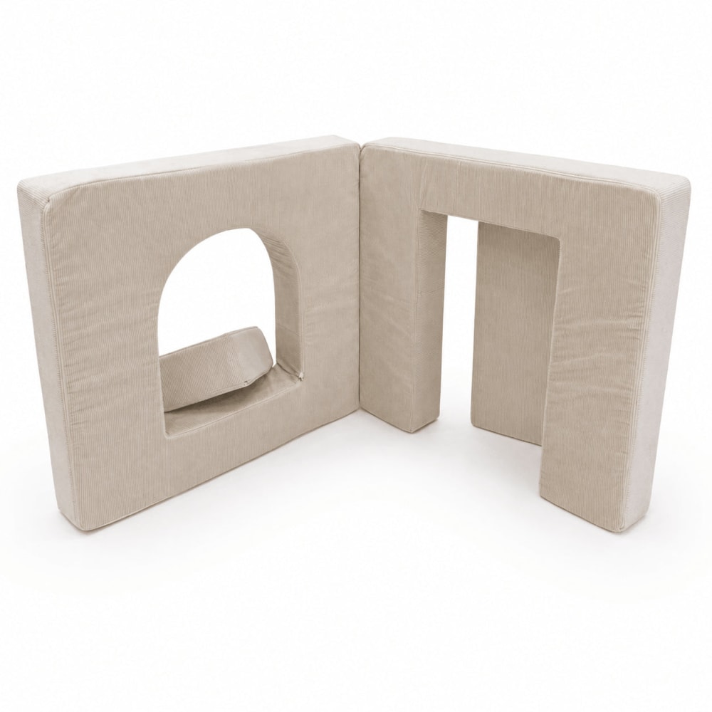 Canapé enfant arche modulable 120 cm en velours côtelé fin, beige