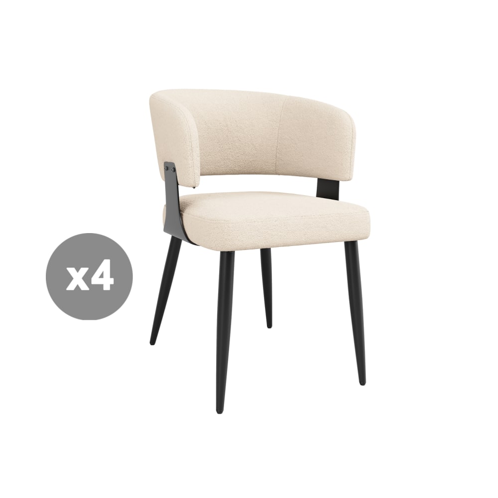 Haute qualité lot de 4 chaises repas en flanelle luxe léger, beige Haute qualité lot de 4 chaises repas en flanelle luxe léger, beige