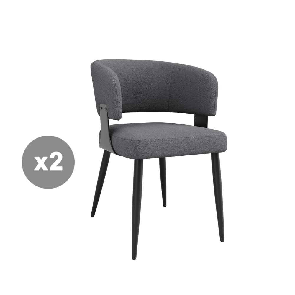 Haute qualité lot de 2 chaises repas en flanelle luxe léger, gris Haute qualité lot de 2 chaises repas en flanelle luxe léger, gris