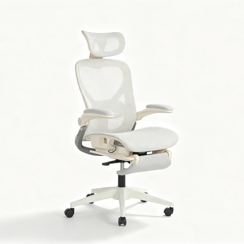 Chaise pliable, soutien lombaire, appui-tête 3d & repose-pied, gris Chaise pliable, soutien lombaire, appui-tête 3d & repose-pied, gris