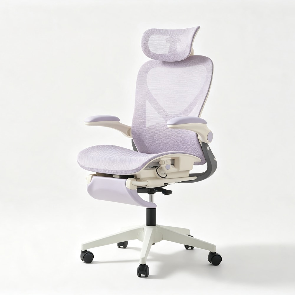 Chaise pliable, soutien lombaire, appui-tête 3d & repose-pied, violet Chaise pliable, soutien lombaire, appui-tête 3d & repose-pied, violet