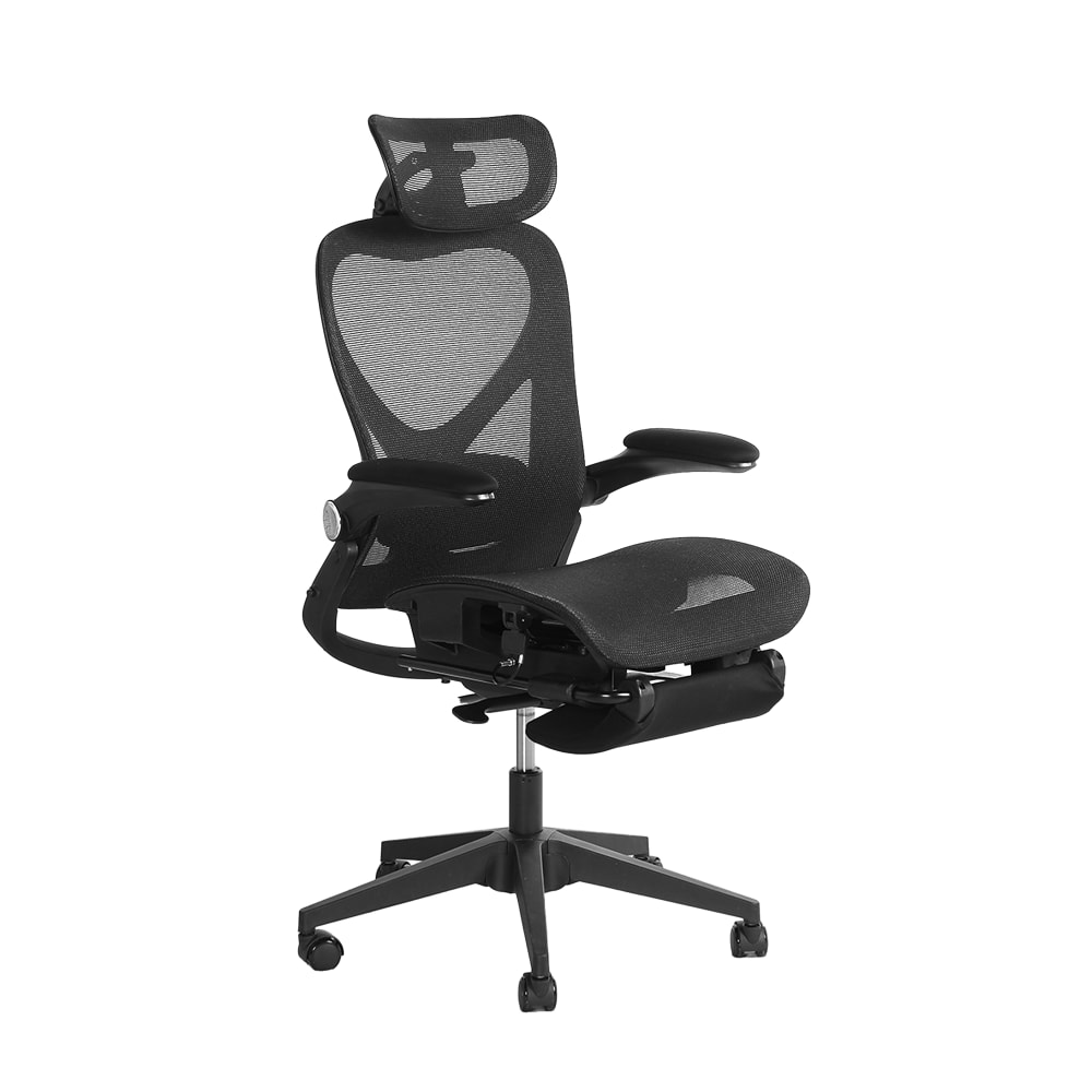 Chaise pliable, soutien lombaire, appui-tête 3d & repose-pied, noir Chaise pliable, soutien lombaire, appui-tête 3d & repose-pied, noir