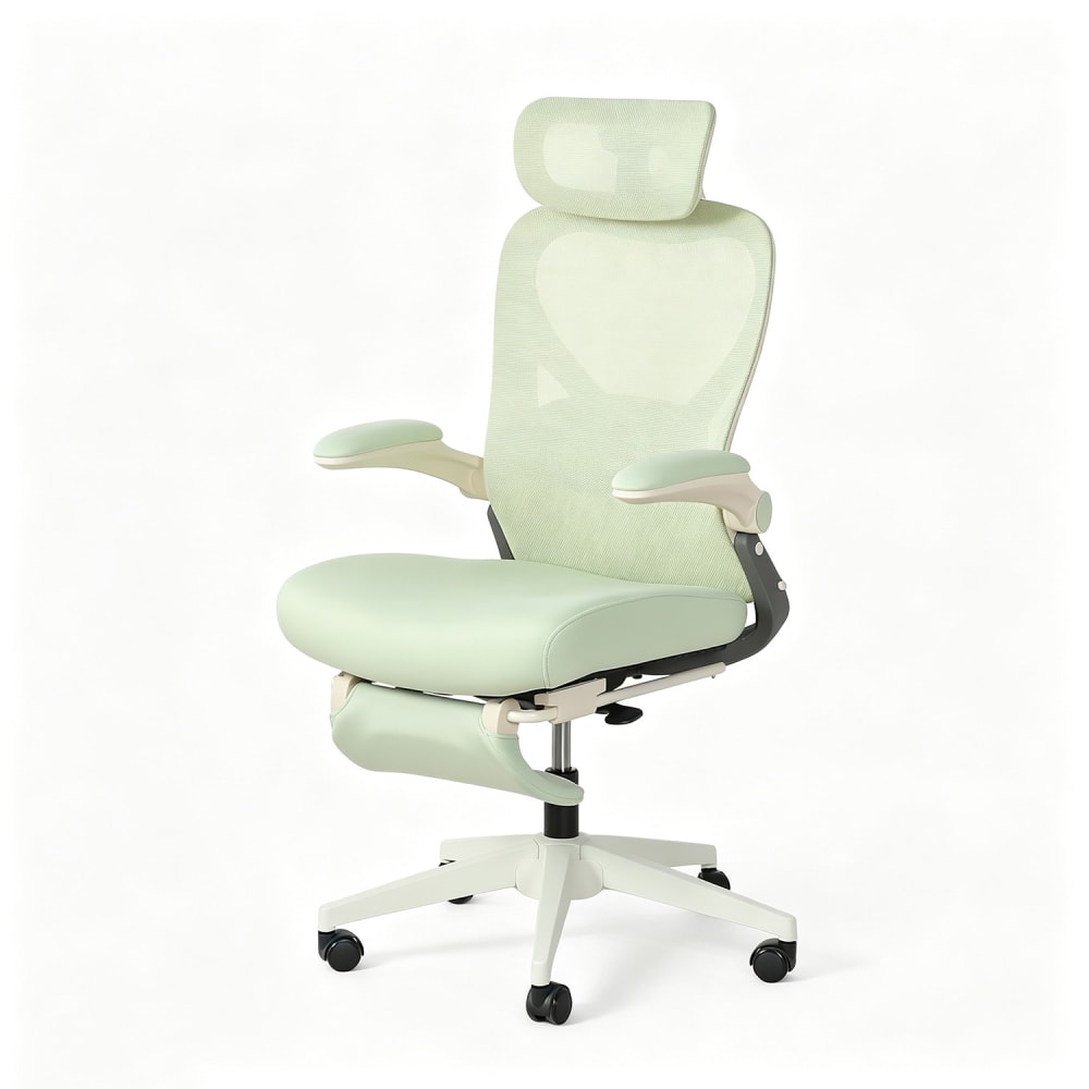 Chaise pliable, appui lombaire, coussin mousse et repose-pied, vert Chaise pliable, appui lombaire, coussin mousse et repose-pied, vert