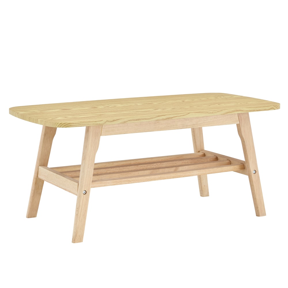 Table basse avec base en bois massif de 100 cm et grand rangement