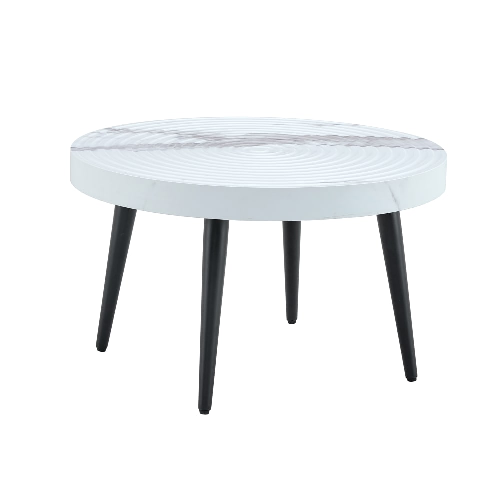 Table basse, plateau 5 cm, effet marbre et rainures concentriques Table basse, plateau 5 cm, effet marbre et rainures concentriques